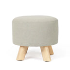 Repose-pieds/Pouf rond moderne en tissu de lin Adeco