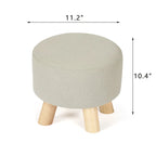 Repose-pieds/Pouf rond moderne en tissu de lin Adeco