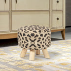 Repose-pieds/Pouf rond moderne en tissu de lin Adeco