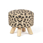 Repose-pieds/Pouf rond moderne en tissu de lin Adeco
