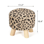 Repose-pieds/Pouf rond moderne en tissu de lin Adeco