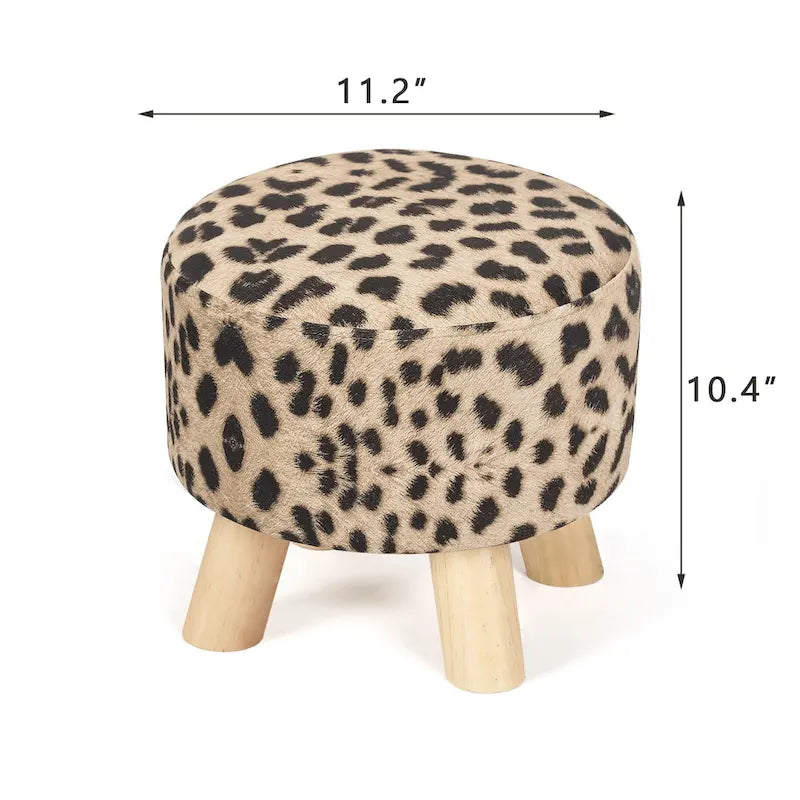 Repose-pieds/Pouf rond moderne en tissu de lin Adeco