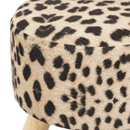 Repose-pieds/Pouf rond moderne en tissu de lin Adeco