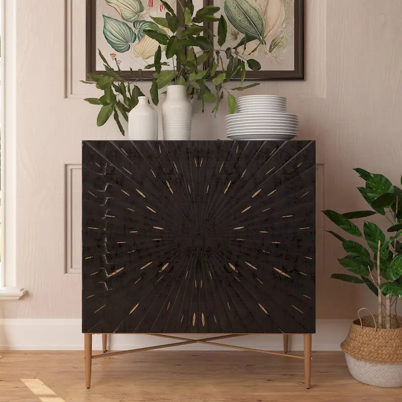 Meuble de rangement d'appoint Clihome vintage en bois à 2 portes pour équipement multimédia