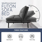 Divano Letto Futon, Divano Trasformabile Moderno con Braccioli Regolabili per Monolocale, Ufficio, Appartamento, Soggiorno Compatto