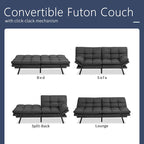 Divano Letto Futon, Divano Trasformabile Moderno con Braccioli Regolabili per Monolocale, Ufficio, Appartamento, Soggiorno Compatto