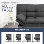 Divano Letto Futon, Divano Trasformabile Moderno con Braccioli Regolabili per Monolocale, Ufficio, Appartamento, Soggiorno Compatto