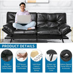 Divano Letto Futon, Divano Trasformabile Moderno con Braccioli Regolabili per Monolocale, Ufficio, Appartamento, Soggiorno Compatto