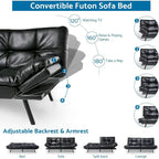 Divano Letto Futon, Divano Trasformabile Moderno con Braccioli Regolabili per Monolocale, Ufficio, Appartamento, Soggiorno Compatto