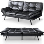 Divano Letto Futon, Divano Trasformabile Moderno con Braccioli Regolabili per Monolocale, Ufficio, Appartamento, Soggiorno Compatto
