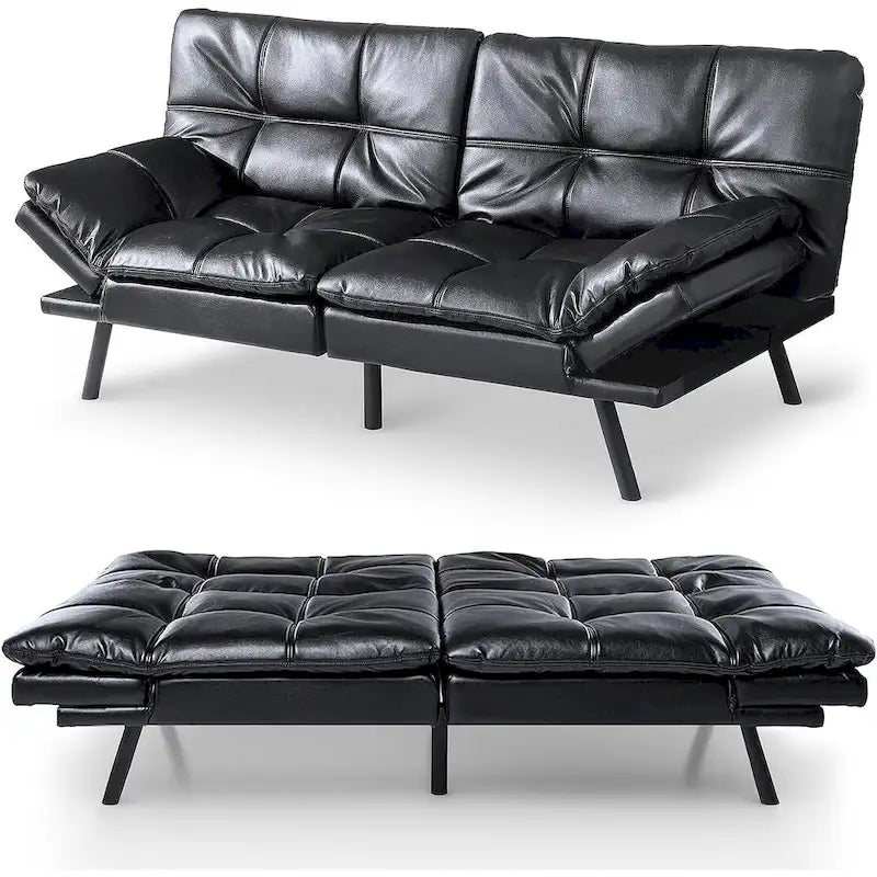 Divano Letto Futon, Divano Trasformabile Moderno con Braccioli Regolabili per Monolocale, Ufficio, Appartamento, Soggiorno Compatto