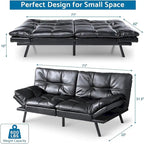 Divano Letto Futon, Divano Trasformabile Moderno con Braccioli Regolabili per Monolocale, Ufficio, Appartamento, Soggiorno Compatto