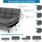 Divano Letto Futon, Divano Trasformabile Moderno con Braccioli Regolabili per Monolocale, Ufficio, Appartamento, Soggiorno Compatto