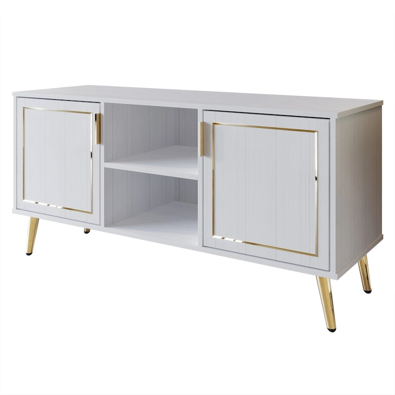 Meuble TV console CraftPorch élégant, moderne, pieds en métal doré