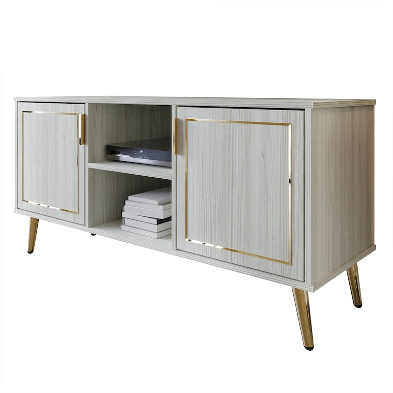 Meuble TV console CraftPorch élégant, moderne, pieds en métal doré