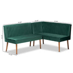 Set panca ad angolo da pranzo Alvis Mid-Century in velluto (2 pezzi)