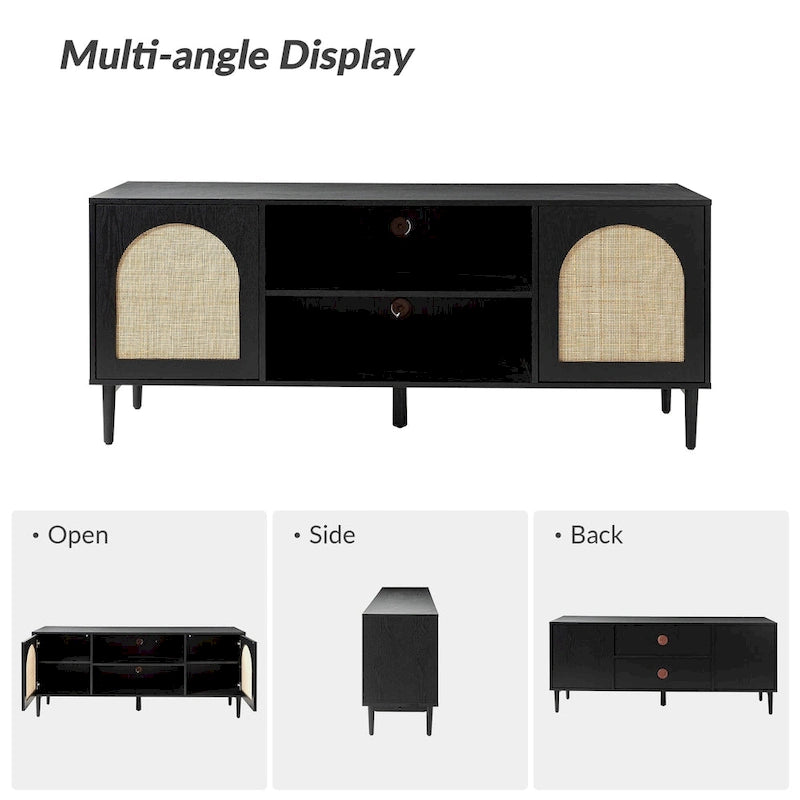 Mobile TV moderno in rattan Uirico con ante a pressione di HULALA HOME