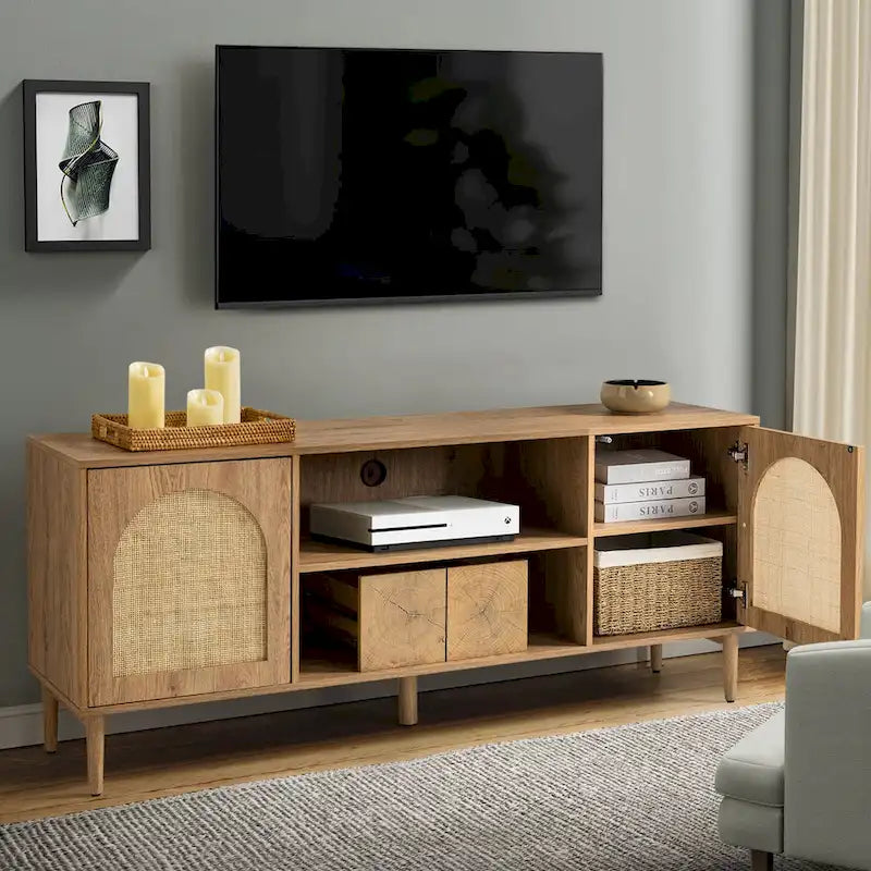 Mobile TV moderno in rattan Uirico con ante a pressione di HULALA HOME