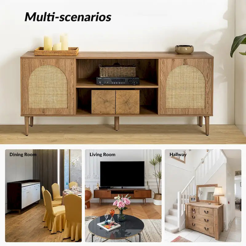 Mobile TV moderno in rattan Uirico con ante a pressione di HULALA HOME