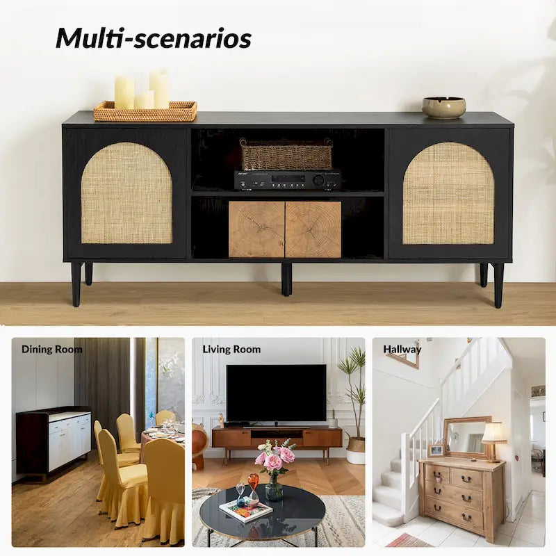 Mobile TV moderno in rattan Uirico con ante a pressione di HULALA HOME