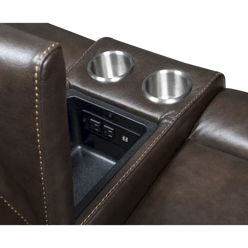 Set reclinabile elettrico in pelle a grano superiore a 3 pezzi Ferndale di Steve Silver