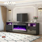 Meuble TV électrique de 36 po avec foyer, centre de divertissement et console TV pour téléviseurs jusqu'à 80 po, chauffage d'appoint moderne pour salon