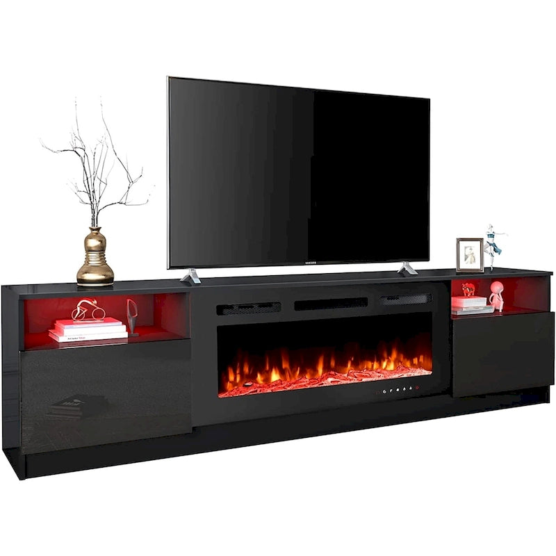 Meuble TV électrique de 36 po avec foyer, centre de divertissement et console TV pour téléviseurs jusqu'à 80 po, chauffage d'appoint moderne pour salon