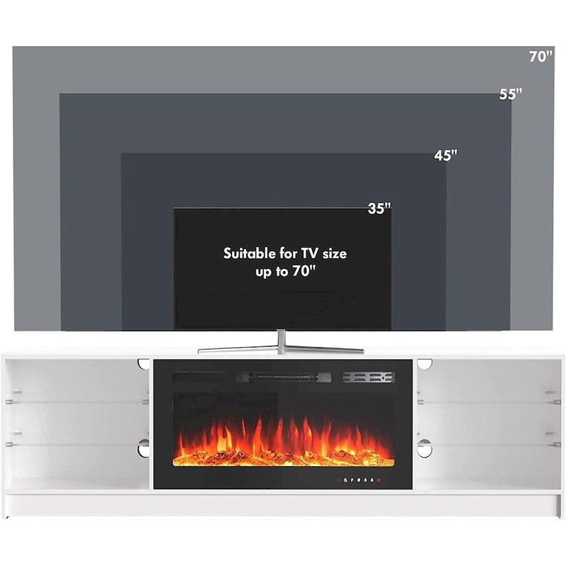 Meuble TV électrique de 36 po avec foyer, centre de divertissement et console TV pour téléviseurs jusqu'à 80 po, chauffage d'appoint moderne pour salon