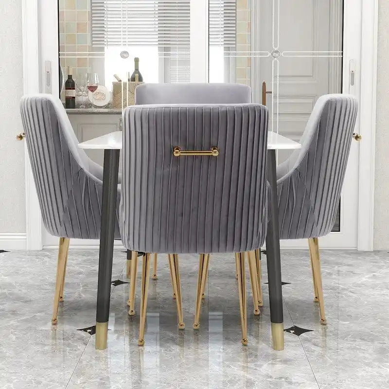 Chaise de salle à manger ou chaise de coiffeuse SEYNAR Modern Glam en velours plissé bouclé, lot de 4 avec poignée arrière