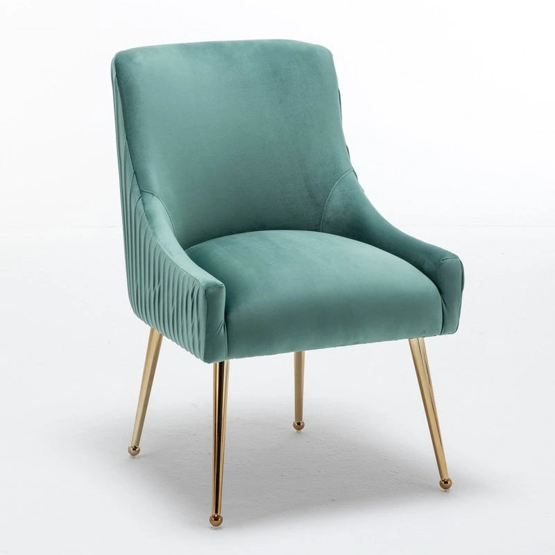 Chaise de salle à manger ou chaise de coiffeuse SEYNAR Modern Glam en velours plissé bouclé, lot de 4 avec poignée arrière
