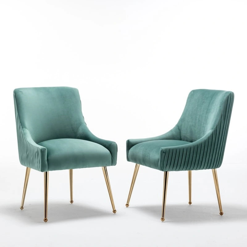Chaise de salle à manger ou chaise de coiffeuse SEYNAR Modern Glam en velours plissé bouclé, lot de 4 avec poignée arrière
