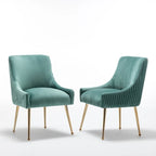 Chaise de salle à manger ou chaise de coiffeuse SEYNAR Modern Glam en velours plissé bouclé, lot de 4 avec poignée arrière