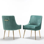 Chaise de salle à manger ou chaise de coiffeuse SEYNAR Modern Glam en velours plissé bouclé, lot de 4 avec poignée arrière