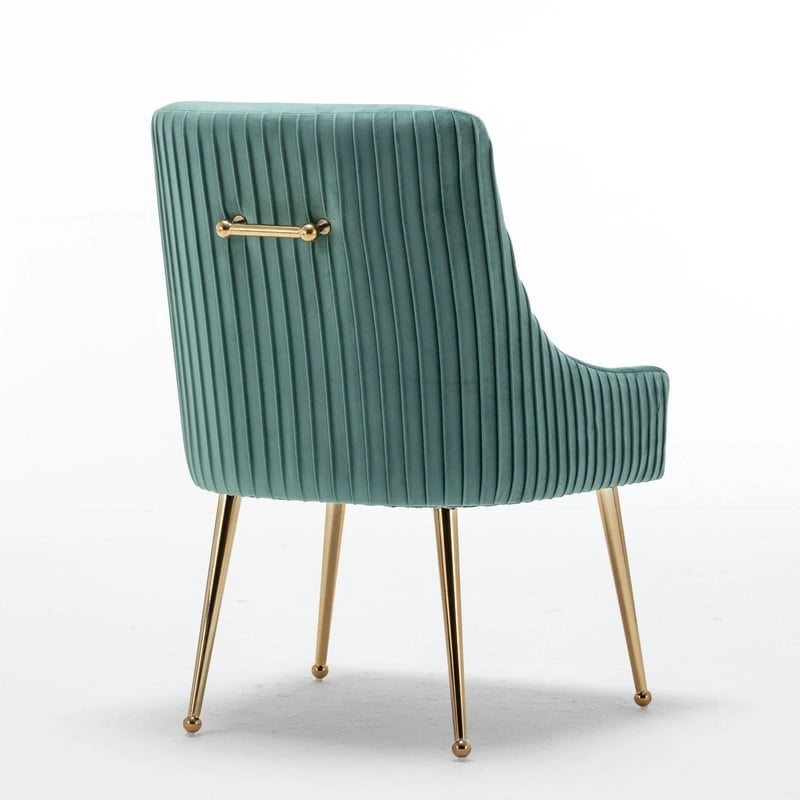 Chaise de salle à manger ou chaise de coiffeuse SEYNAR Modern Glam en velours plissé bouclé, lot de 4 avec poignée arrière