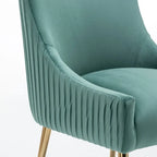 Chaise de salle à manger ou chaise de coiffeuse SEYNAR Modern Glam en velours plissé bouclé, lot de 4 avec poignée arrière
