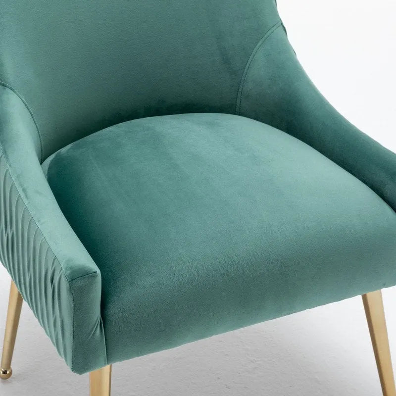 Chaise de salle à manger ou chaise de coiffeuse SEYNAR Modern Glam en velours plissé bouclé, lot de 4 avec poignée arrière