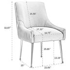 Chaise de salle à manger ou chaise de coiffeuse SEYNAR Modern Glam en velours plissé bouclé, lot de 4 avec poignée arrière