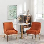 Chaise de salle à manger ou chaise de coiffeuse SEYNAR Modern Glam en velours plissé bouclé, lot de 4 avec poignée arrière