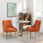 Chaise de salle à manger ou chaise de coiffeuse SEYNAR Modern Glam en velours plissé bouclé, lot de 4 avec poignée arrière