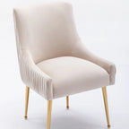 Chaise de salle à manger ou chaise de coiffeuse SEYNAR Modern Glam en velours plissé bouclé, lot de 4 avec poignée arrière