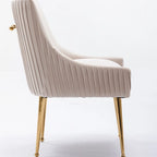 Chaise de salle à manger ou chaise de coiffeuse SEYNAR Modern Glam en velours plissé bouclé, lot de 4 avec poignée arrière