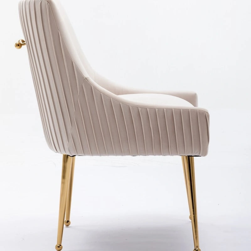 Chaise de salle à manger ou chaise de coiffeuse SEYNAR Modern Glam en velours plissé bouclé, lot de 4 avec poignée arrière