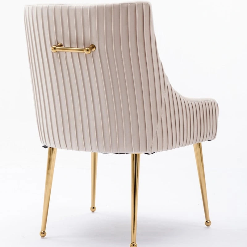Chaise de salle à manger ou chaise de coiffeuse SEYNAR Modern Glam en velours plissé bouclé, lot de 4 avec poignée arrière