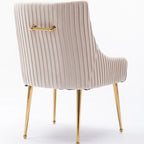 Chaise de salle à manger ou chaise de coiffeuse SEYNAR Modern Glam en velours plissé bouclé, lot de 4 avec poignée arrière