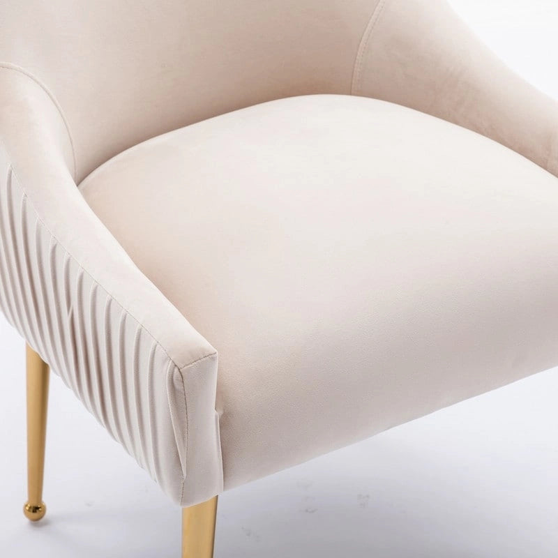 Chaise de salle à manger ou chaise de coiffeuse SEYNAR Modern Glam en velours plissé bouclé, lot de 4 avec poignée arrière