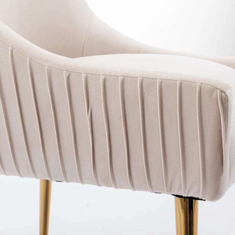 Chaise de salle à manger ou chaise de coiffeuse SEYNAR Modern Glam en velours plissé bouclé, lot de 4 avec poignée arrière
