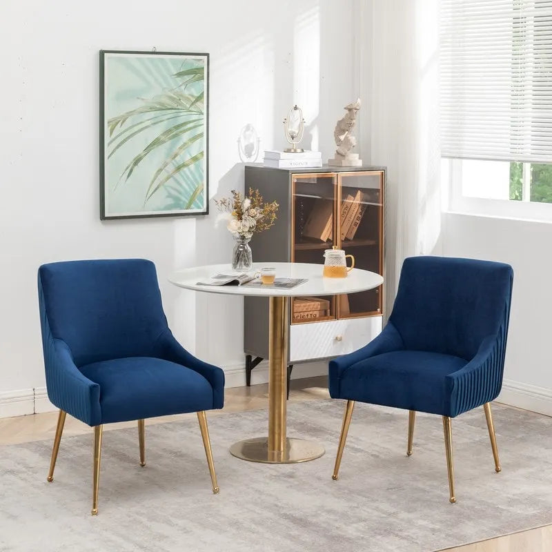 Chaise de salle à manger ou chaise de coiffeuse SEYNAR Modern Glam en velours plissé bouclé, lot de 4 avec poignée arrière
