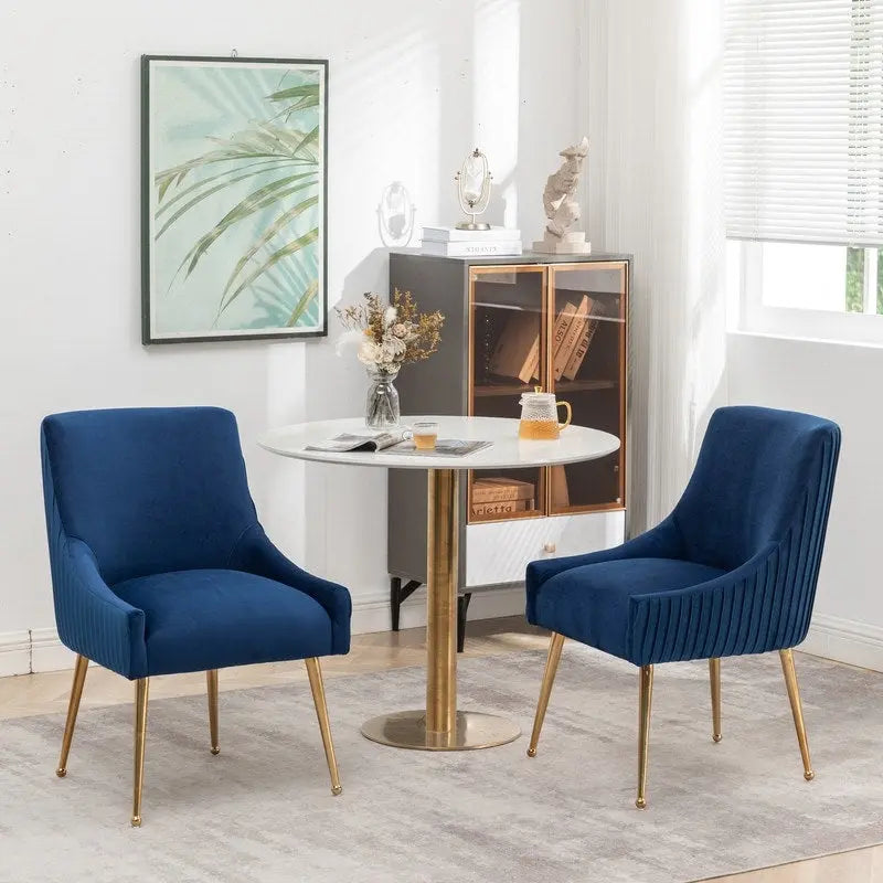 Chaise de salle à manger ou chaise de coiffeuse SEYNAR Modern Glam en velours plissé bouclé, lot de 4 avec poignée arrière