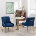 Chaise de salle à manger ou chaise de coiffeuse SEYNAR Modern Glam en velours plissé bouclé, lot de 4 avec poignée arrière