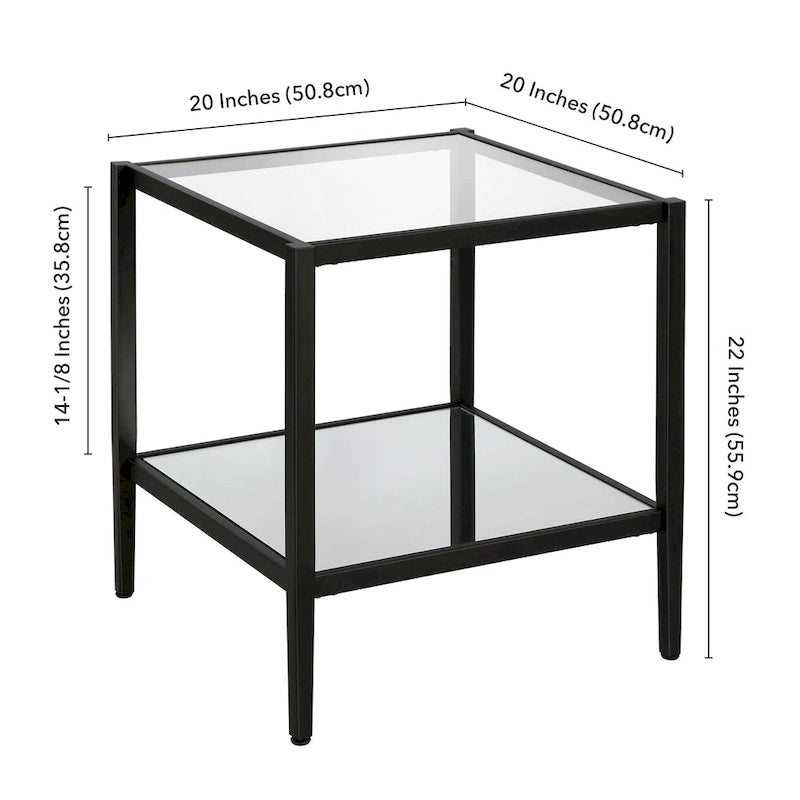 Table d'appoint carrée large Hera 20 avec étagère miroir